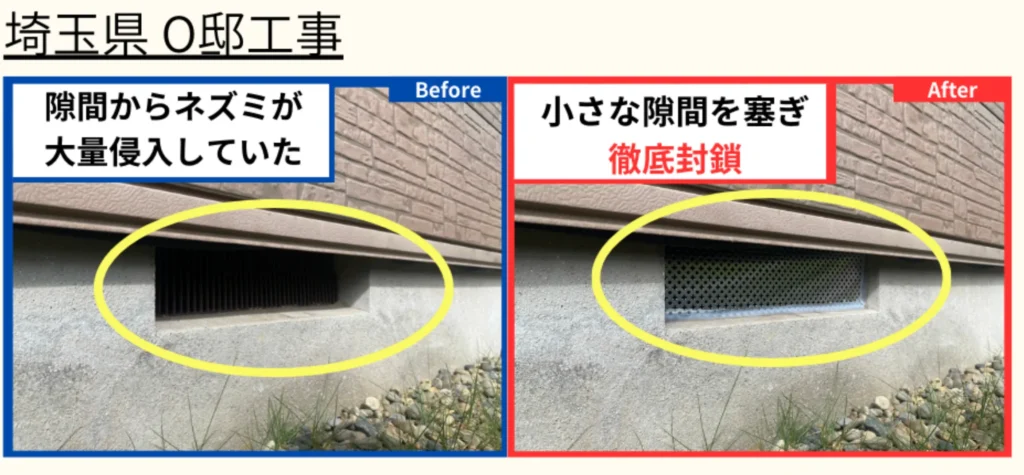 街角害獣駆除相談所の埼玉県での施工事例