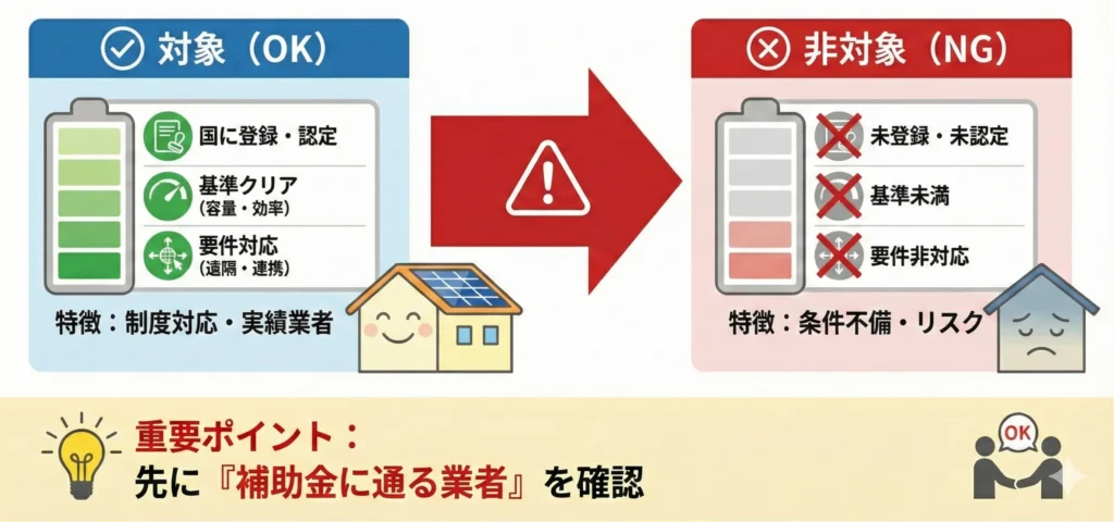 国の補助金対象になる蓄電池・ならない蓄電池の違い