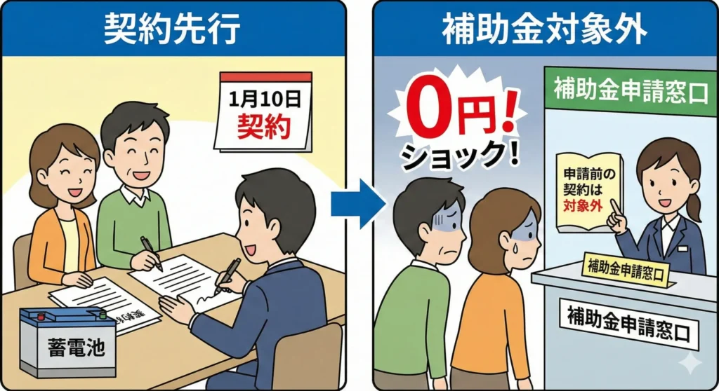 契約を先にして補助金対象外になった