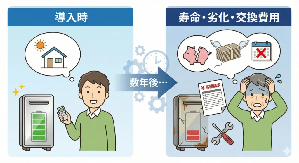 寿命・劣化・交換費用を考えていなかった