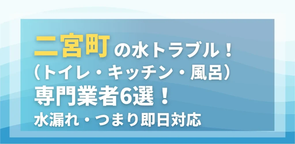 二宮町の水トラブル（トイレ・キッチン・風呂）専門業者6選！水漏れ・つまり即日対応
