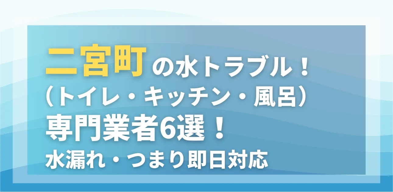 二宮町の水トラブル(トイレ・キッチン・風呂)専門業者6選!水漏れ・つまり即日対応