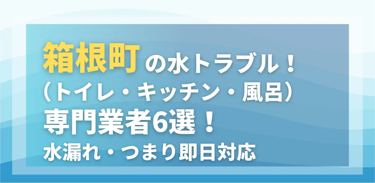 箱根町の水トラブル（トイレ・キッチン・風呂）専門業者6選！水漏れ・つまり即日対応